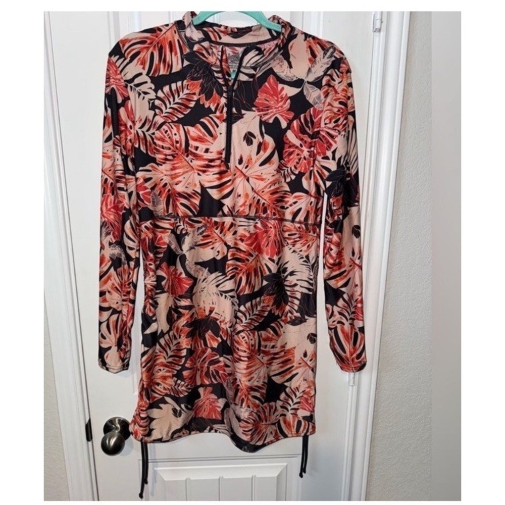 UV Skinz Outdoor Mini Dress Upf 50 Tropical Vacay Print Size M Resortwear Beach‎